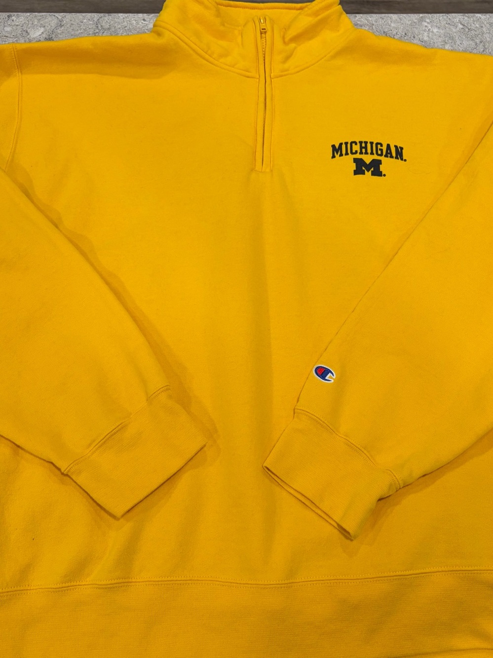Michigan Wolverines Champion Quarter-Zip Sweatshirt - Yellow-XXL